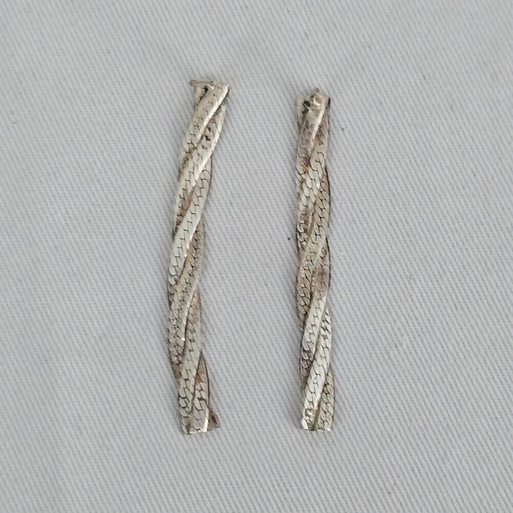 Twisted Multi Strand Drop Earrings Sterling Silver Textured Long Earrings